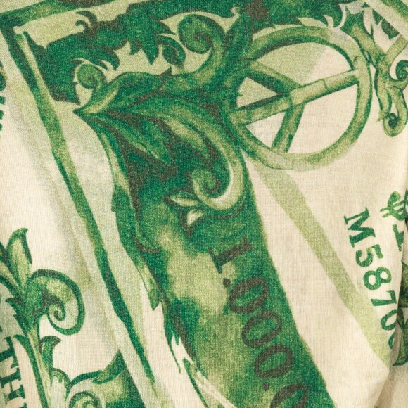 Moschino AW/19 Green Wool Money-Print Ruched Cardigan - Picture 6 of 10